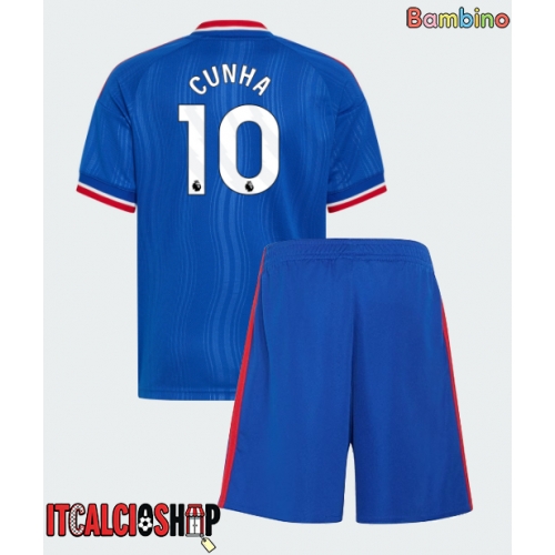 Manchester United Matheus Cunha #10 Seconda Maglia Bambino 2026-27 Manica Corta (+ Pantaloni corti)